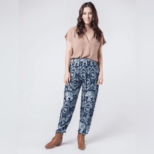 The Elephant Pants Navy Blue Elephant Print Harem Pants Size Large